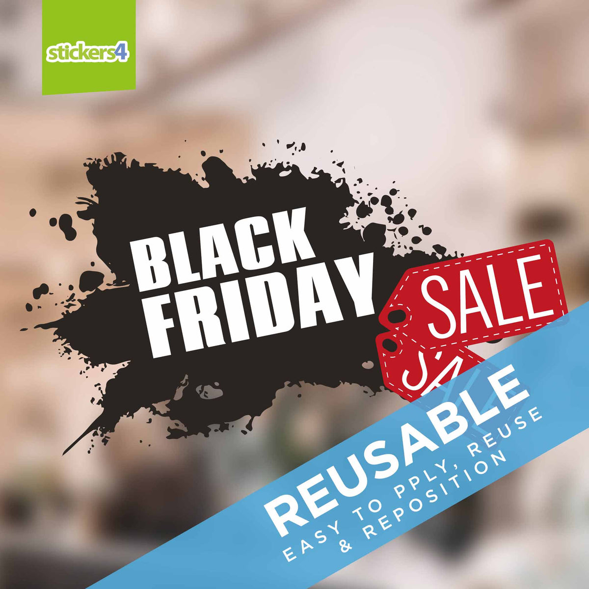 Black Friday Ink Splash Window Cling Sticker