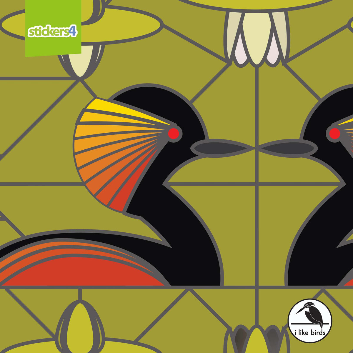I Like Birds - Black Neck Grebe Suncatcher Window Sticker