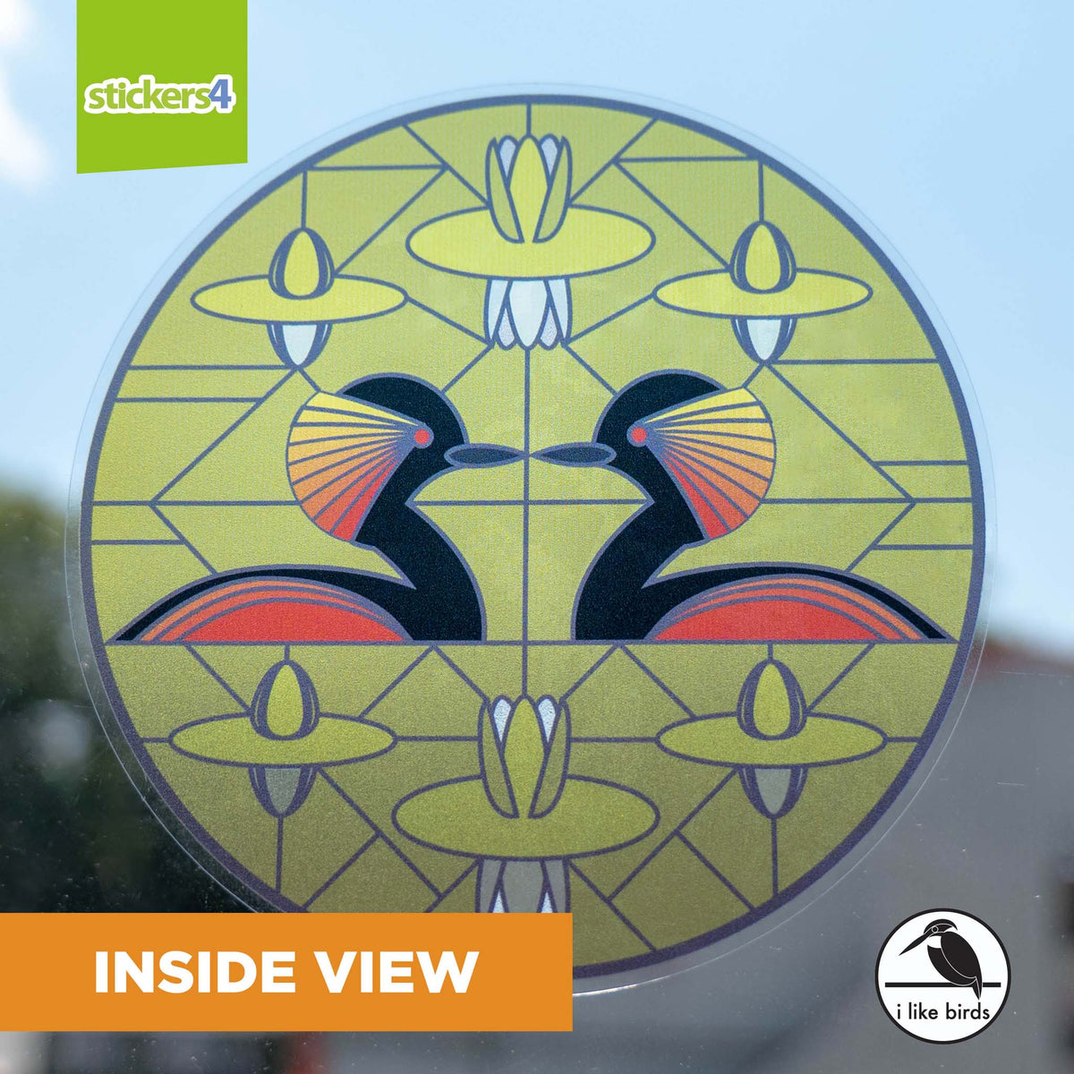 I Like Birds - Black Neck Grebe Suncatcher Window Sticker