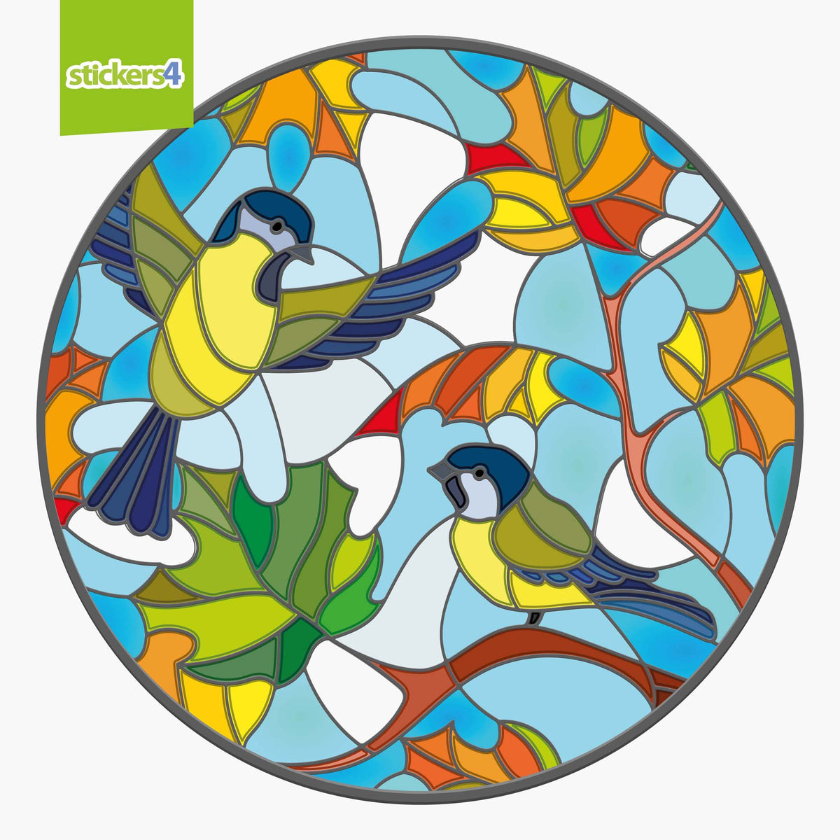 Blue Tits Suncatcher Roundel Window Cling