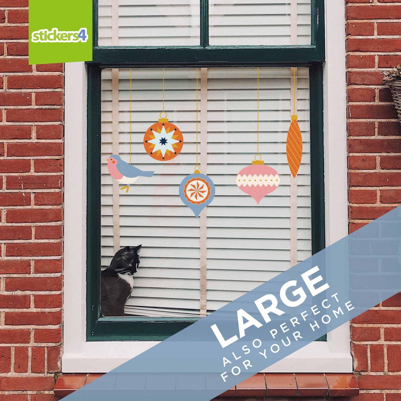 10x Blue Vintage Style Baubles with Strings Christmas Window Display