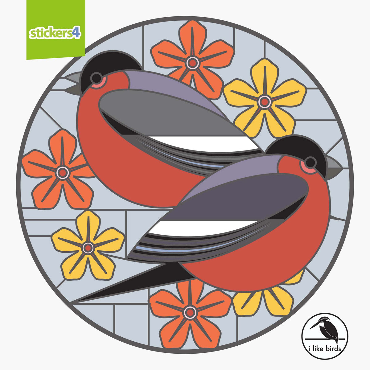 I Like Birds - Bullfinch Suncatcher Window Sticker