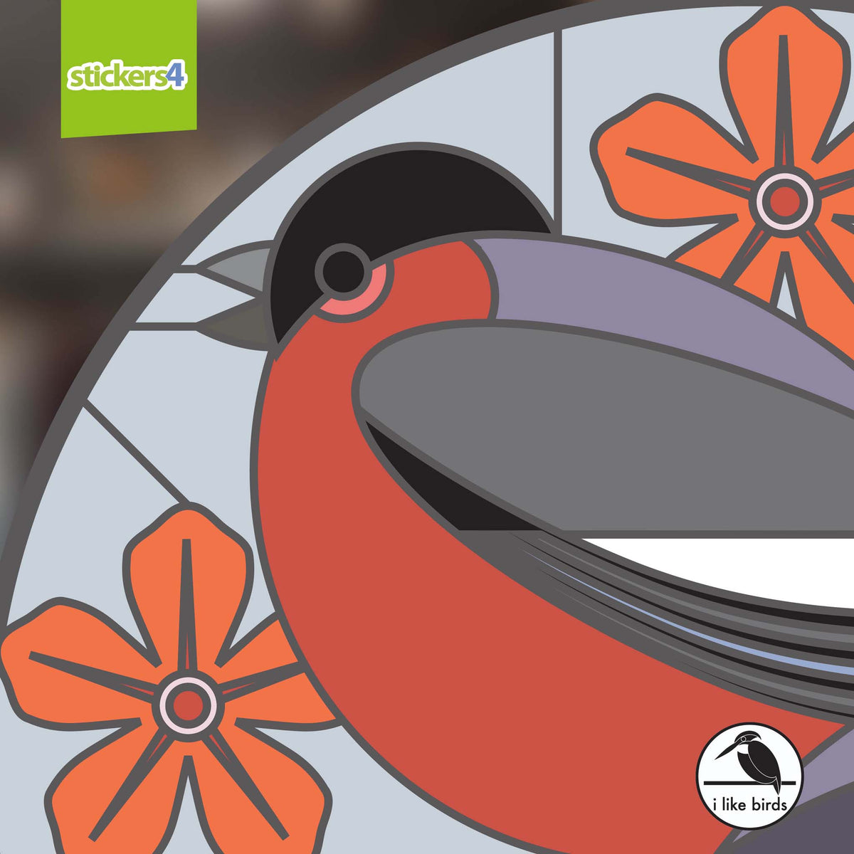 I Like Birds - Bullfinch Suncatcher Window Sticker