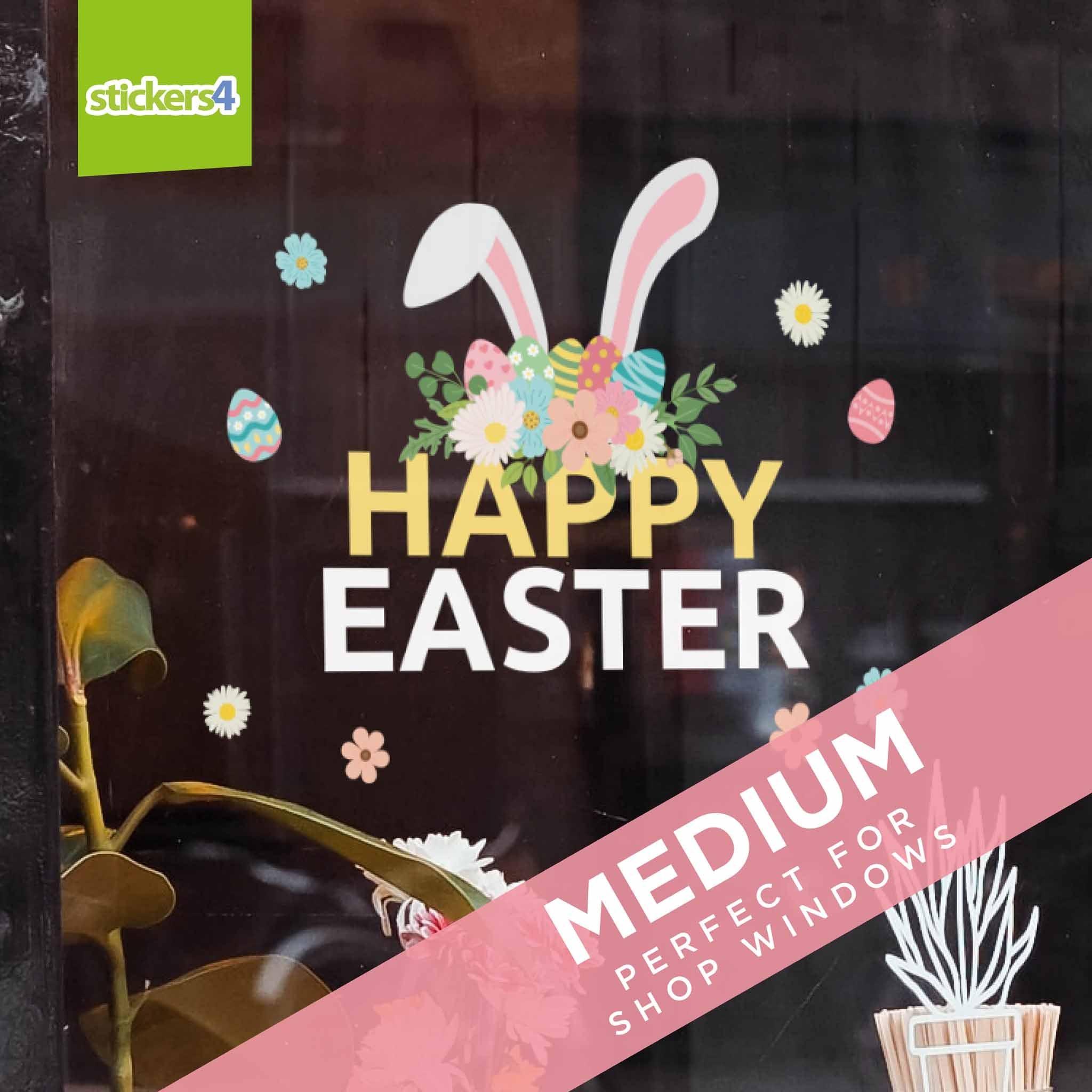 Bunny Ears Easter Text Window Stickers | Easter