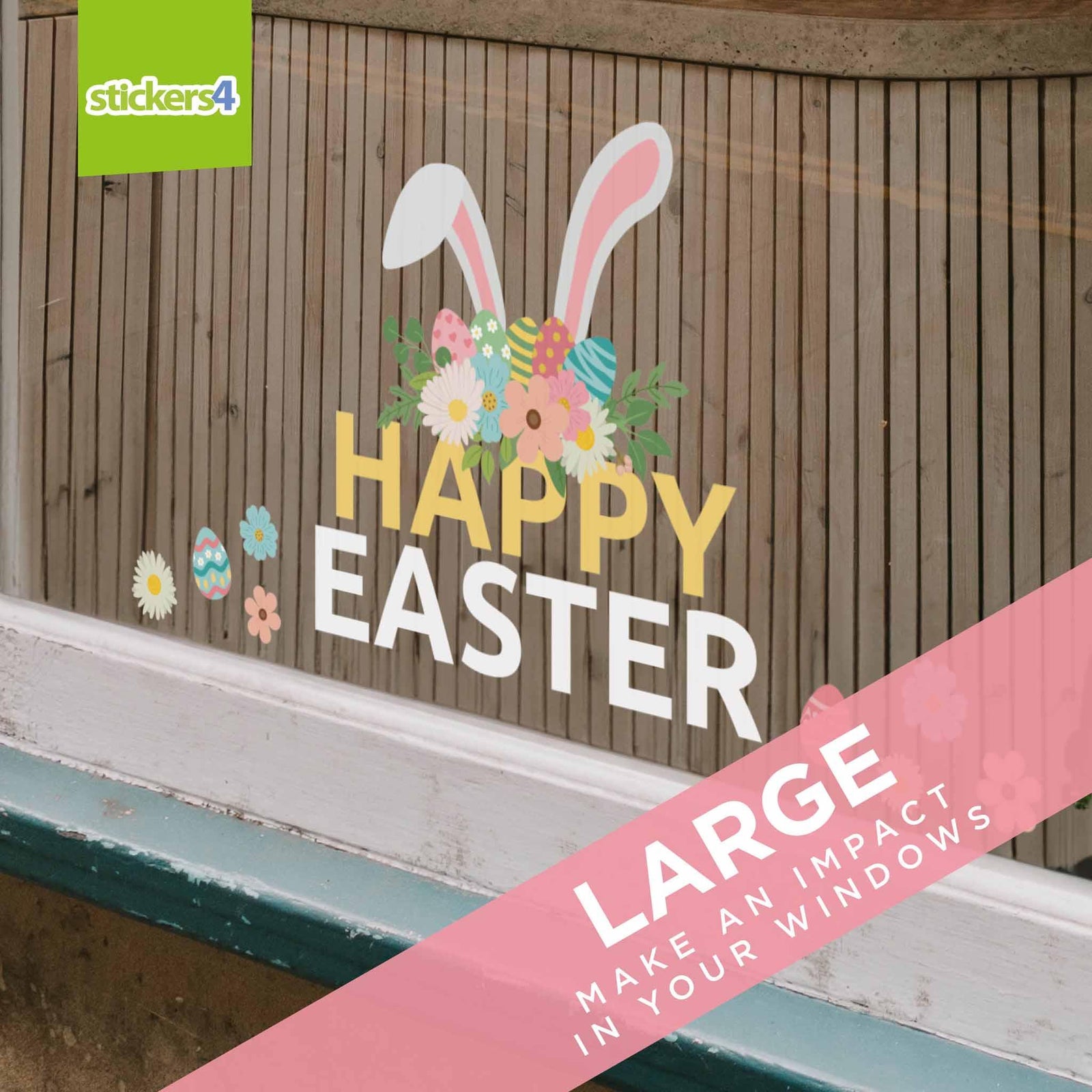 Bunny Ears Easter Text Window Sticker Easter Window Display