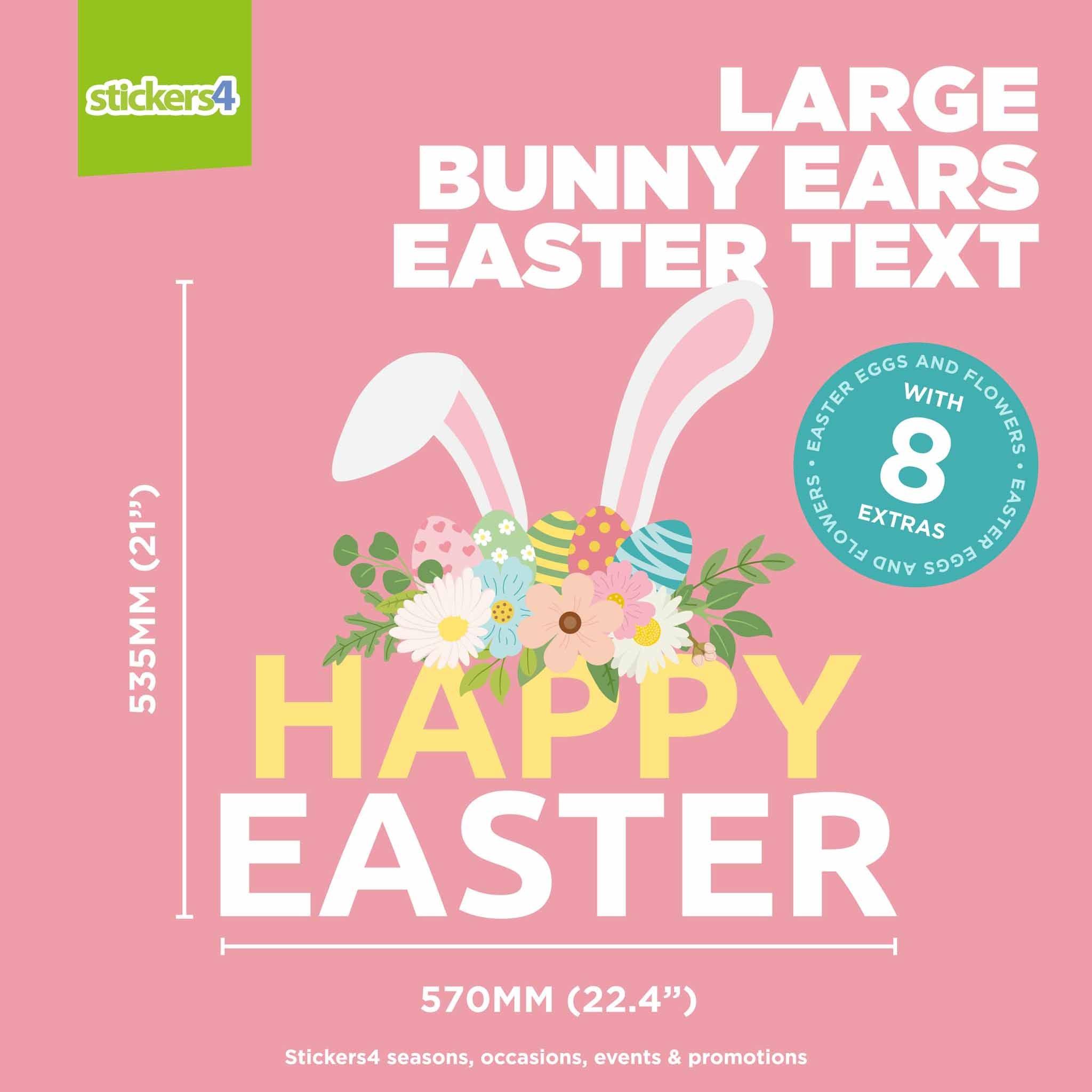 Bunny Ears Easter Text Window Stickers | Easter