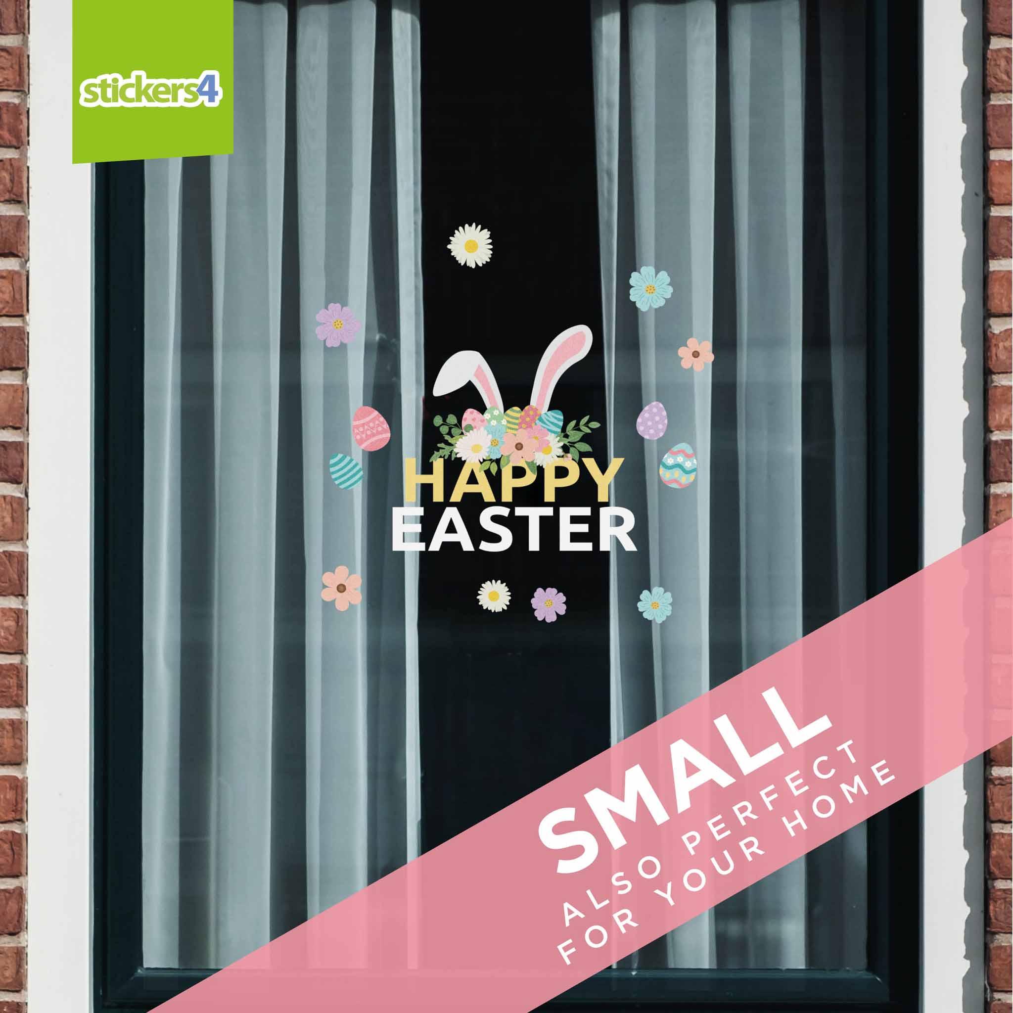 Bunny Ears Easter Text Window Stickers | Easter