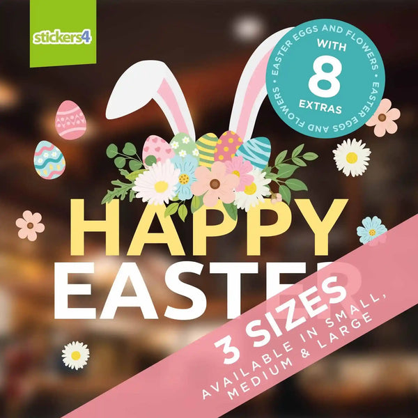 Bunny Ears Easter Text Window Sticker Easter Window Display