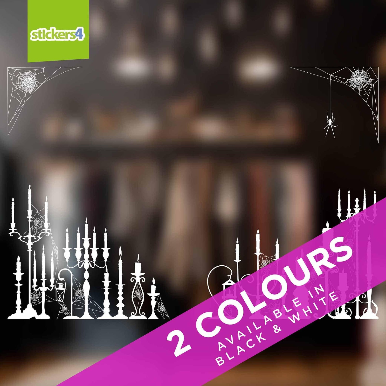 Candelabra and Cobweb Corners Window Stickers Halloween Display