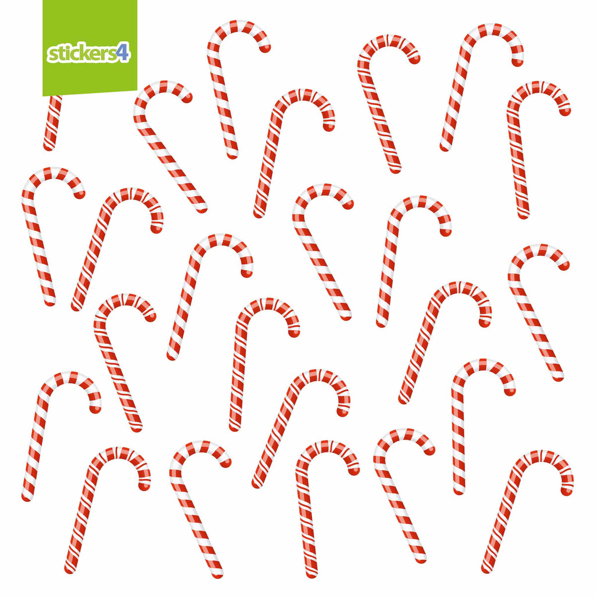 Set of 24 Candy Cane Window Cling Stickers