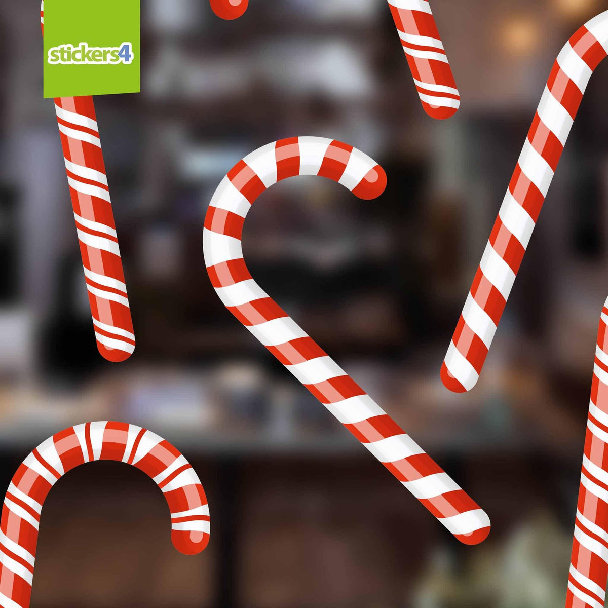 Set of 16 Candy Cane Window Cling Stickers Christmas Window Display