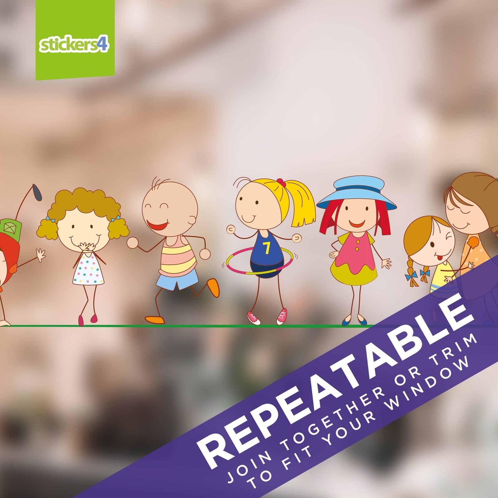 Cartoon Kids Border Window Decal #1 Retail Window Display