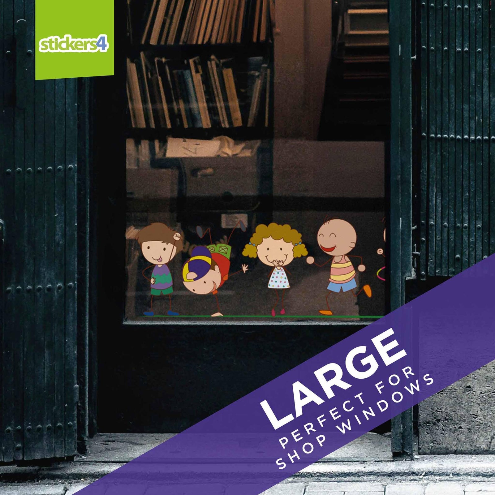 Cartoon Kids Border Window Decal #1 Retail Window Display