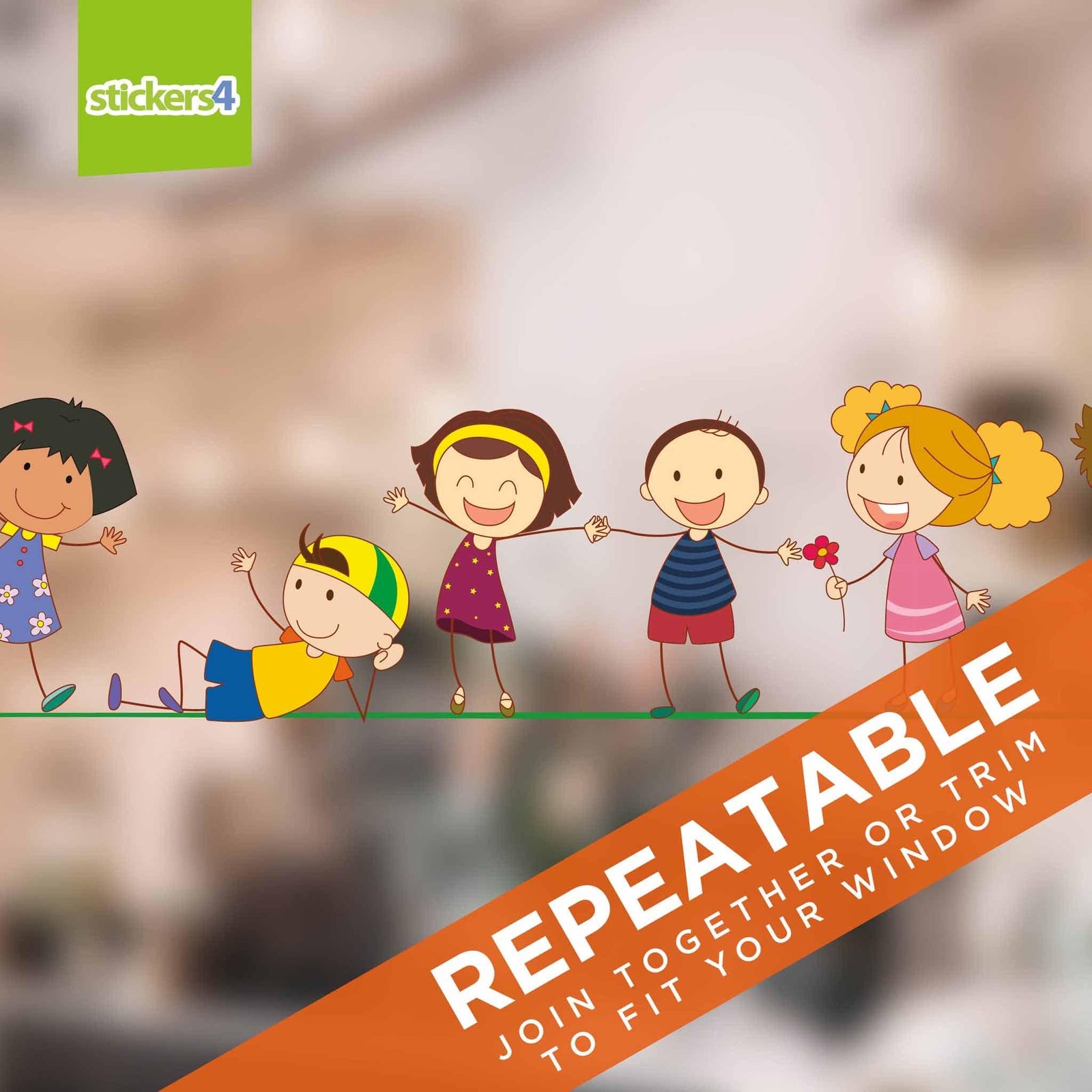 Cartoon Kids Border Window Decal #2 Retail Window Display