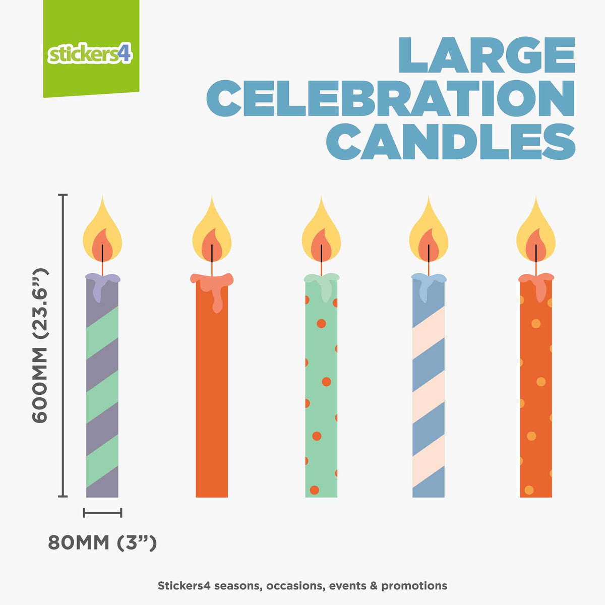 Celebration Candle Window Stickers