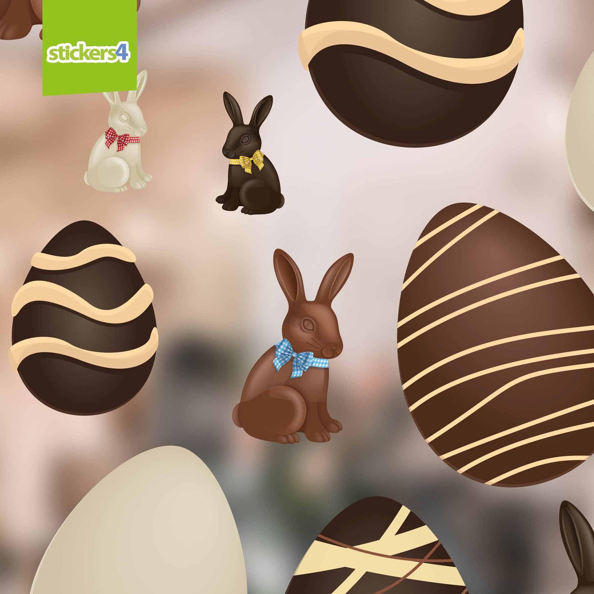 Chocolate Eggs &amp; Bunnies Window Stickers Easter Window Display