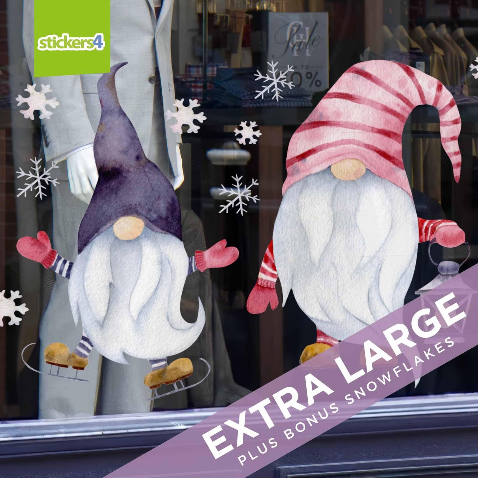 Extra-Large Christmas Gonk Window Stickers Christmas Window Display