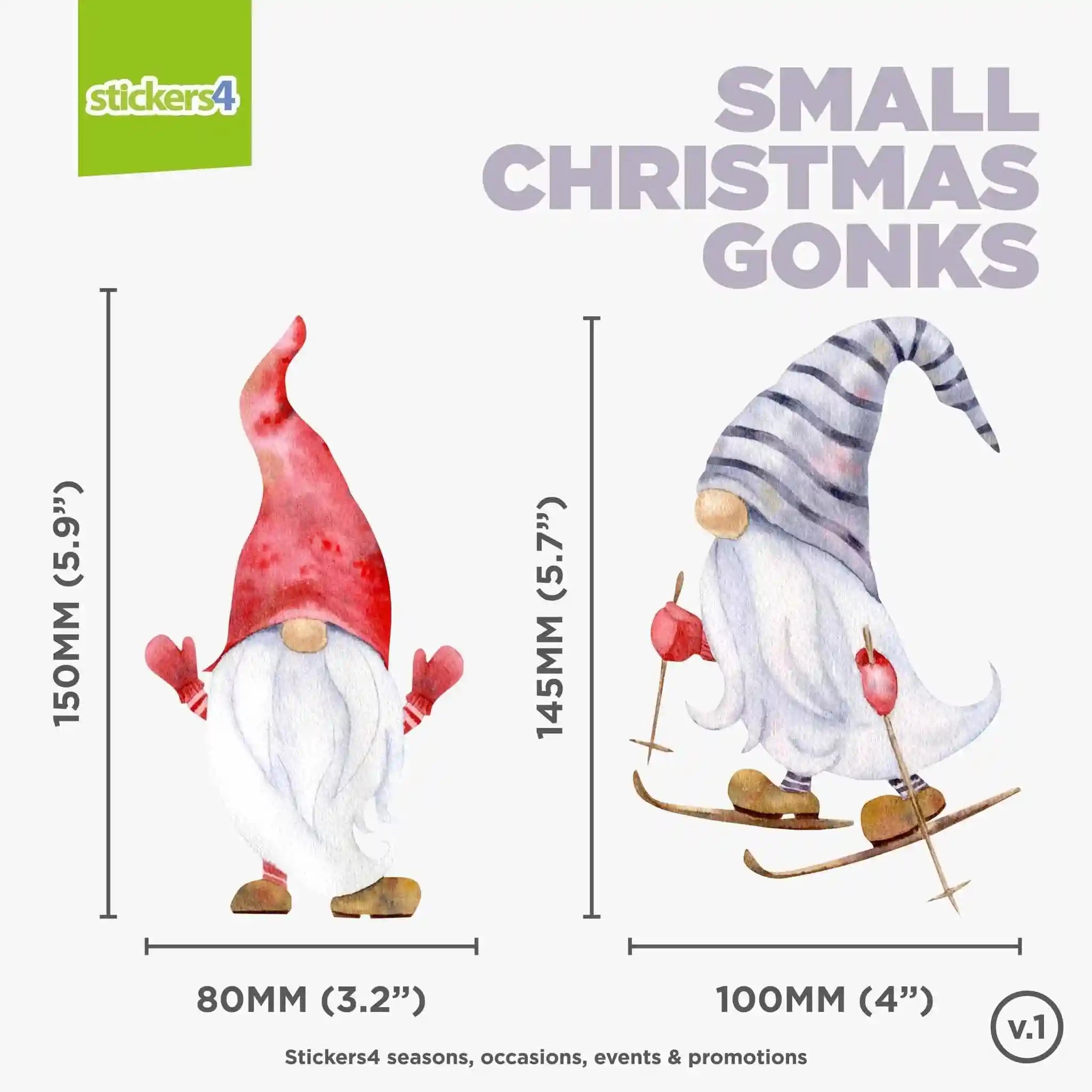 Set of 5 Christmas Gonk Window Stickers