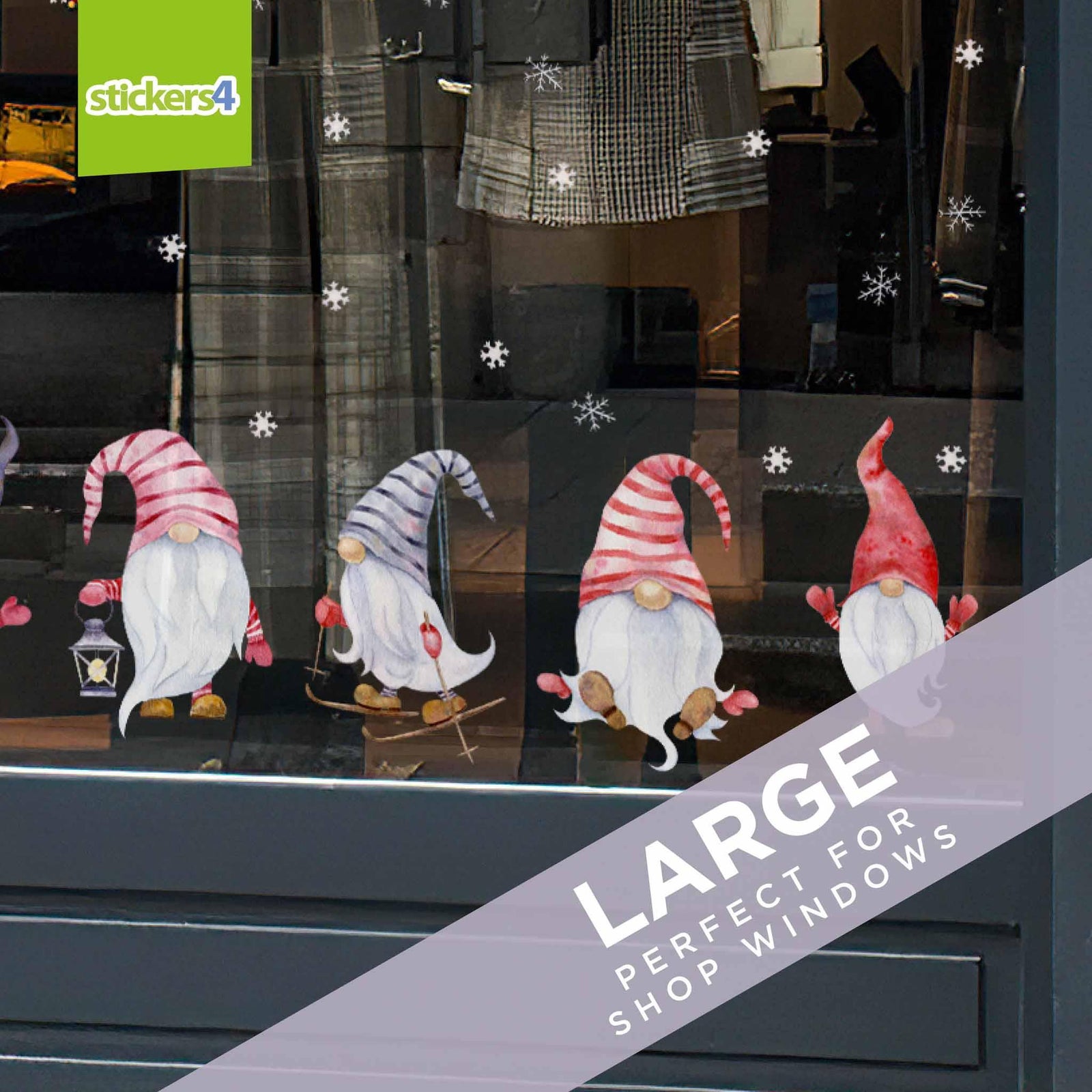 Set of 5 Christmas Gonk Window Stickers Christmas Window Display