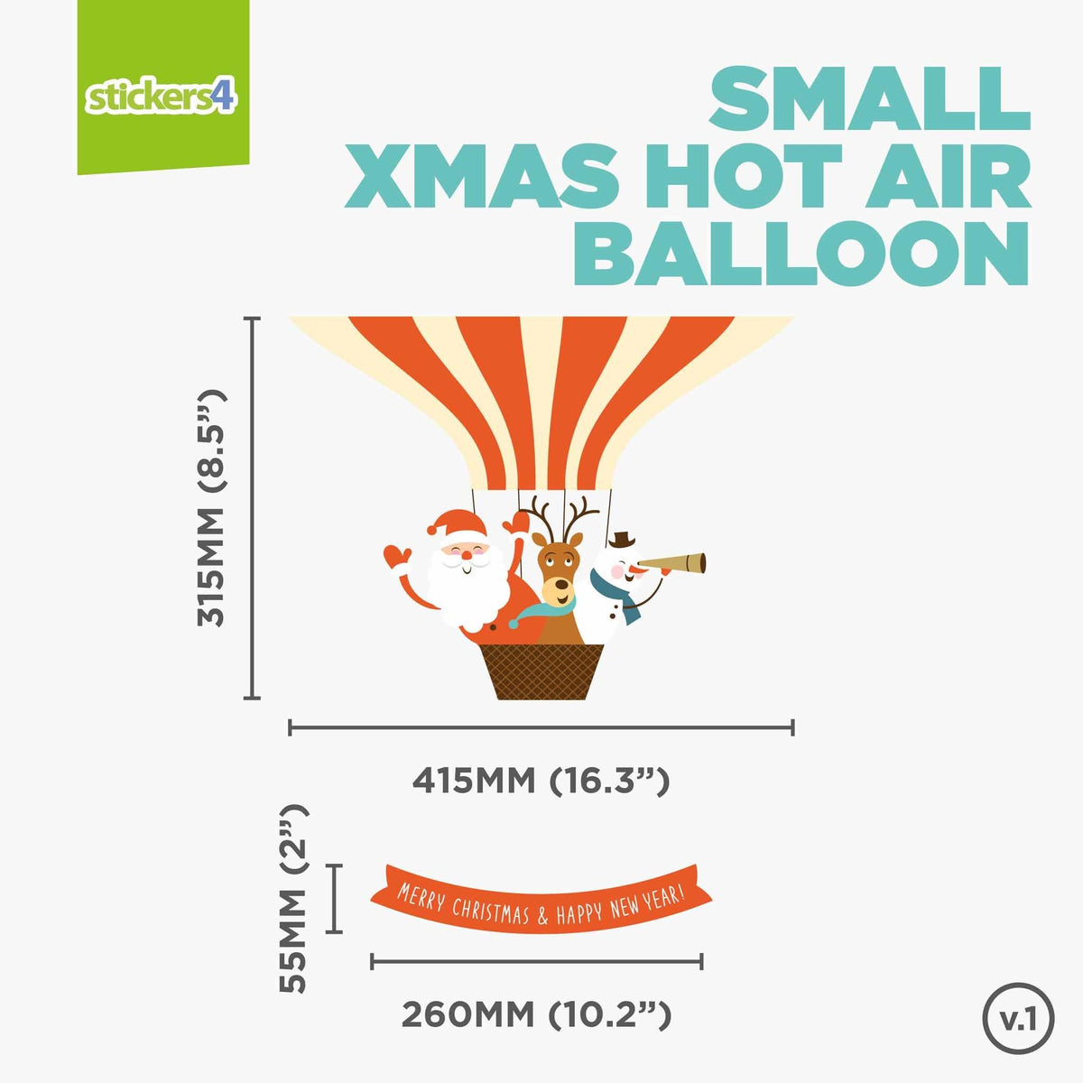 Christmas Hot Air Balloon with Snow &#39;n&#39; Stars
