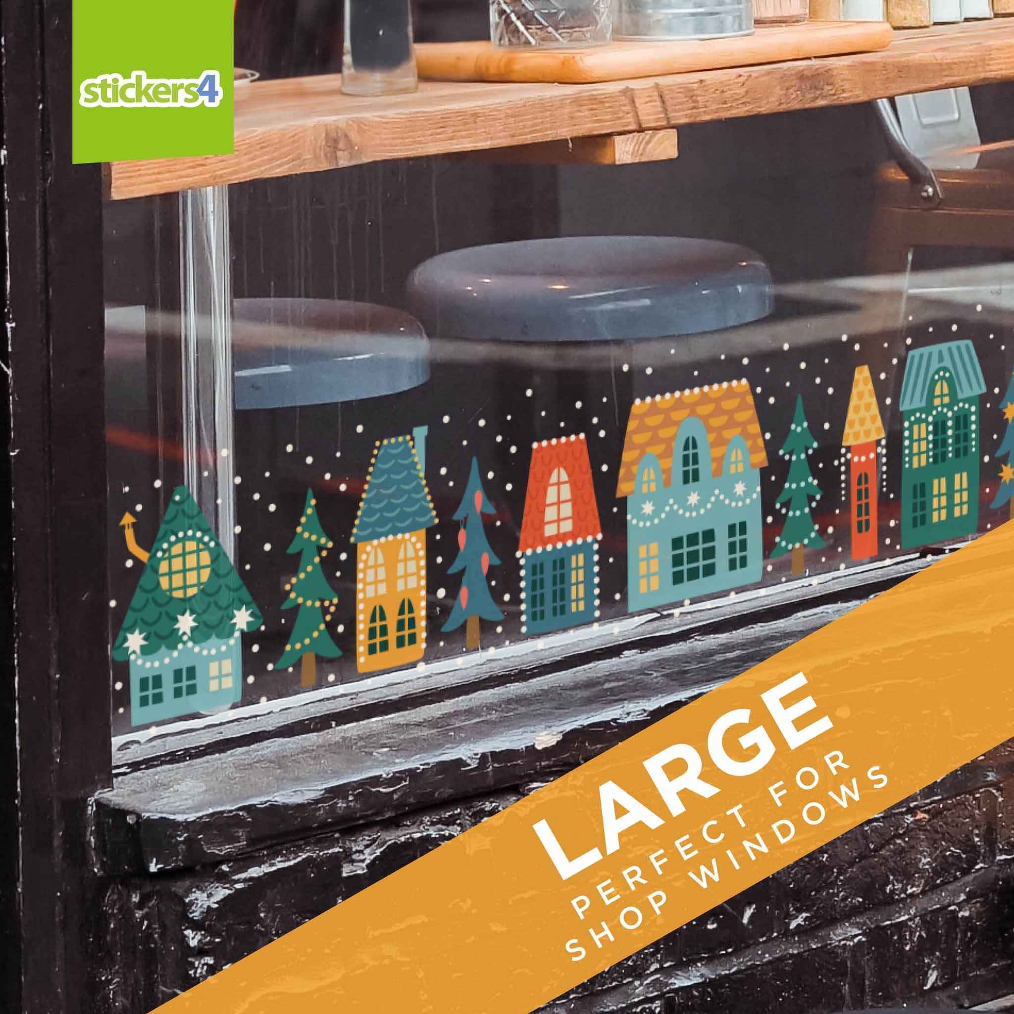 Scandi Christmas Houses Border - Christmas Window Cling