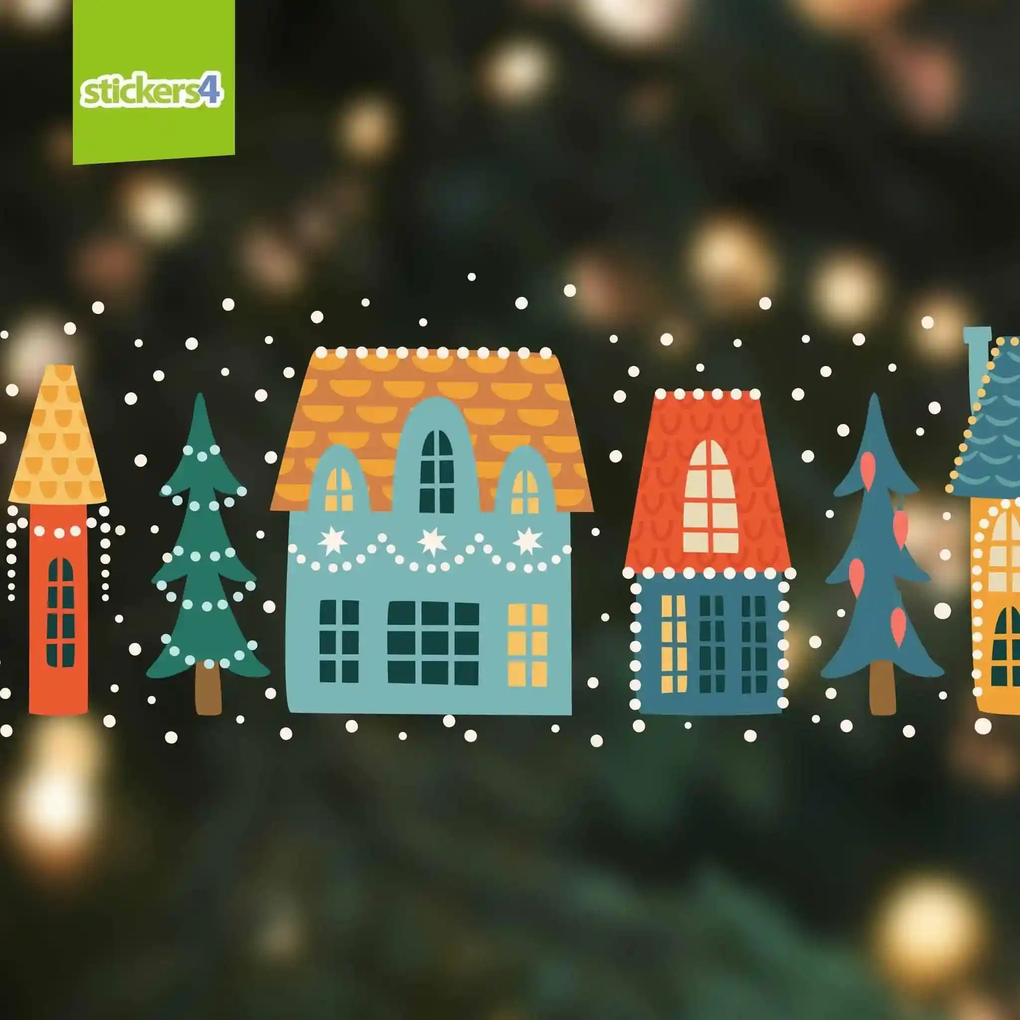 Scandi Christmas Houses Border - Christmas Window Cling