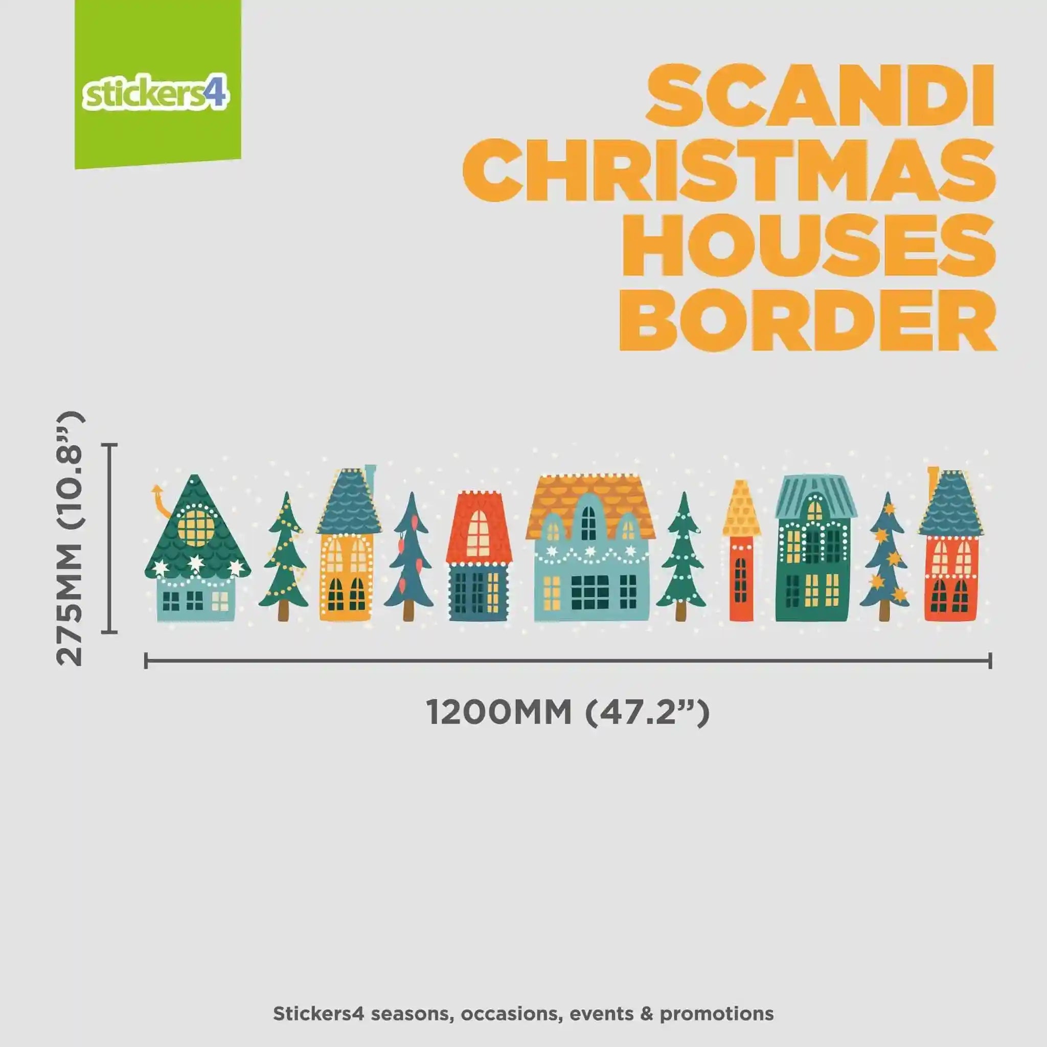 Scandi Christmas Houses Border - Christmas Window Cling