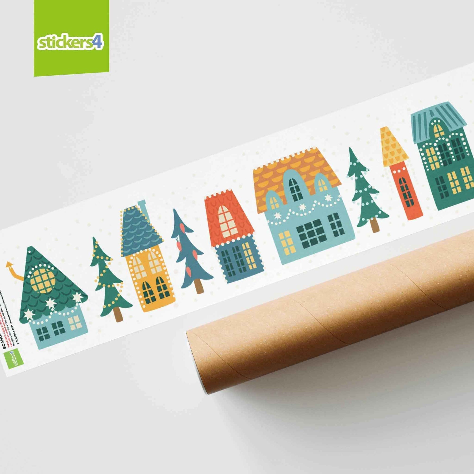 Scandi Christmas Houses Border - Christmas Window Cling