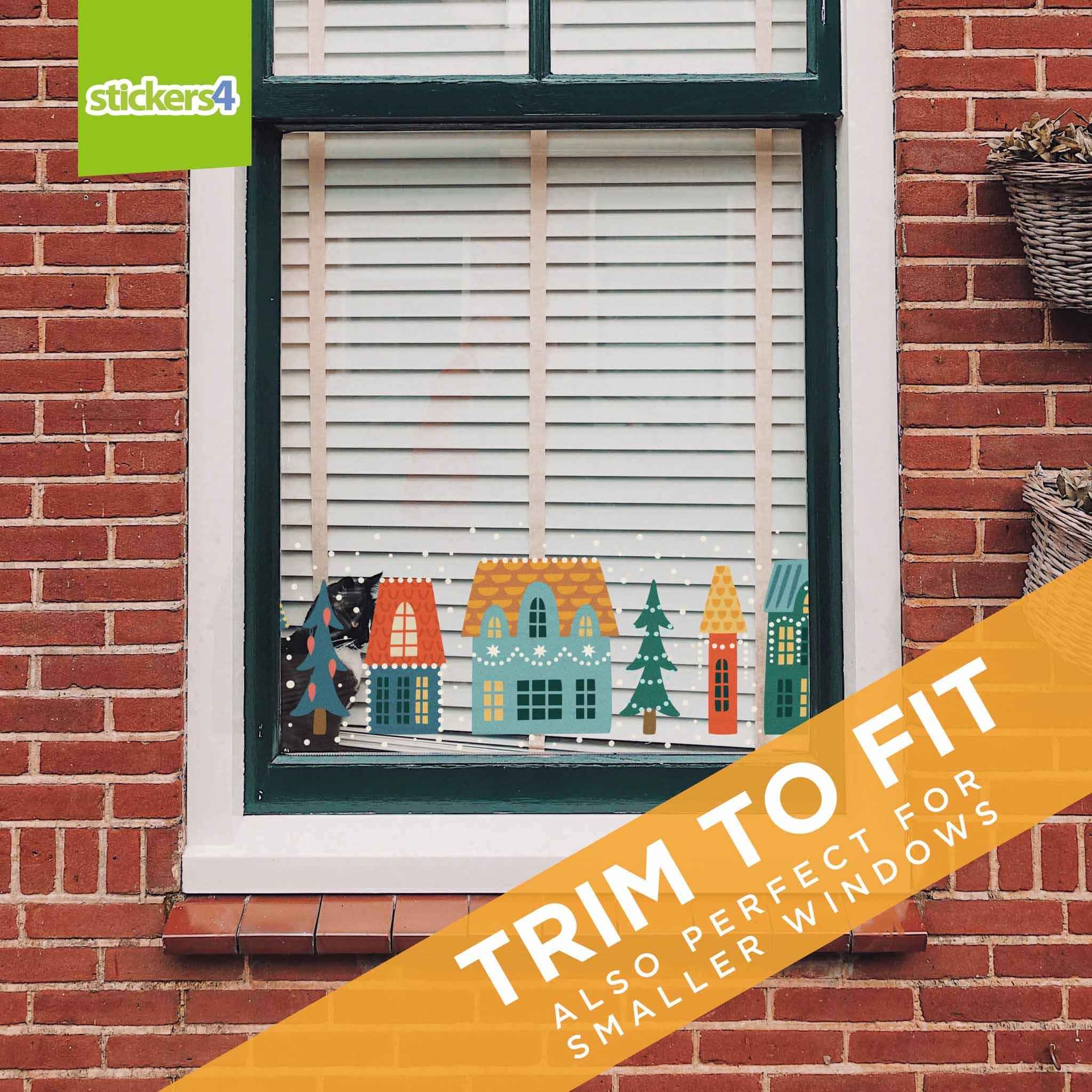 Scandi Christmas Houses Border - Christmas Window Cling