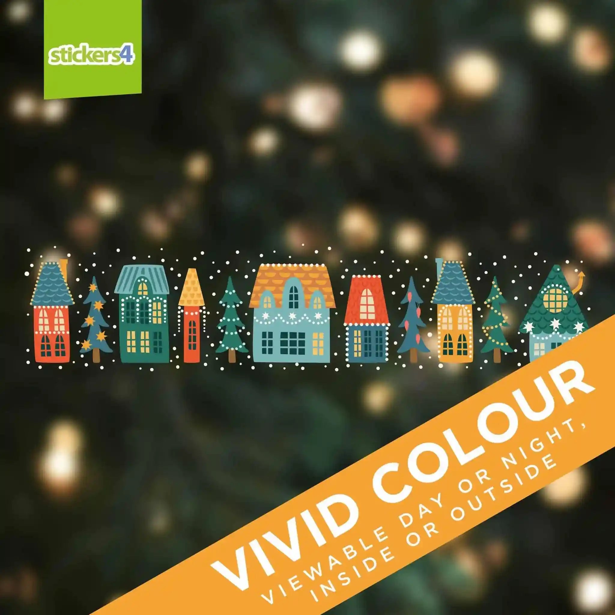 Scandi Christmas Houses Border - Christmas Window Cling