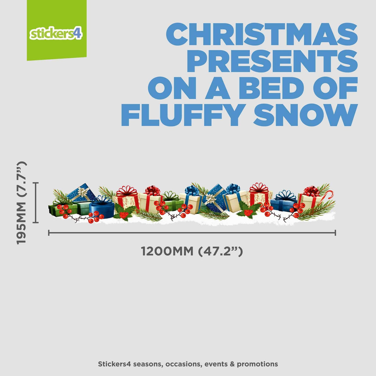 Christmas Presents on a Bed of Fluffy Snow Window Cling Border Christmas Window Display