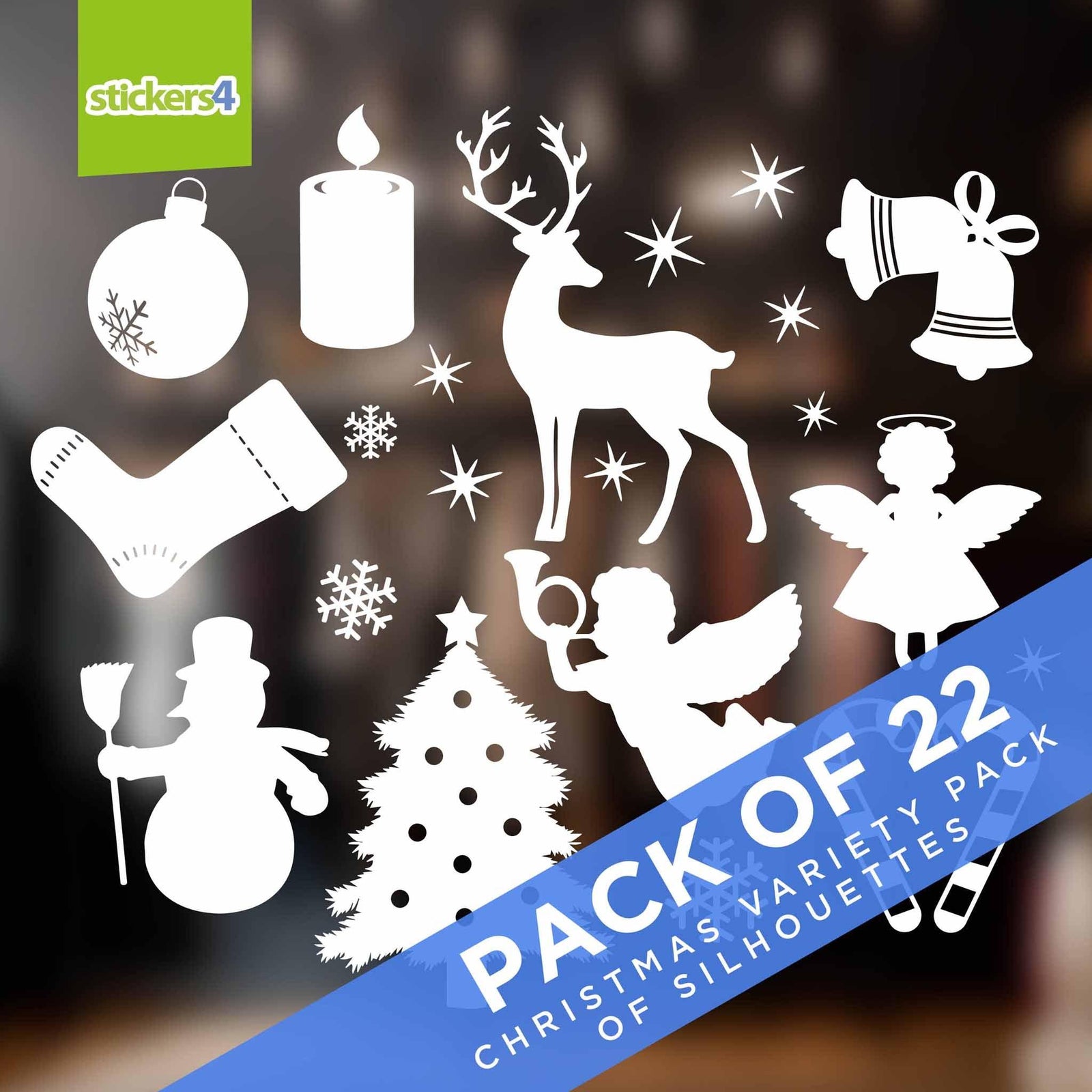 Christmas Variety Pack of Silhouette Window Cling Stickers Christmas Window Display