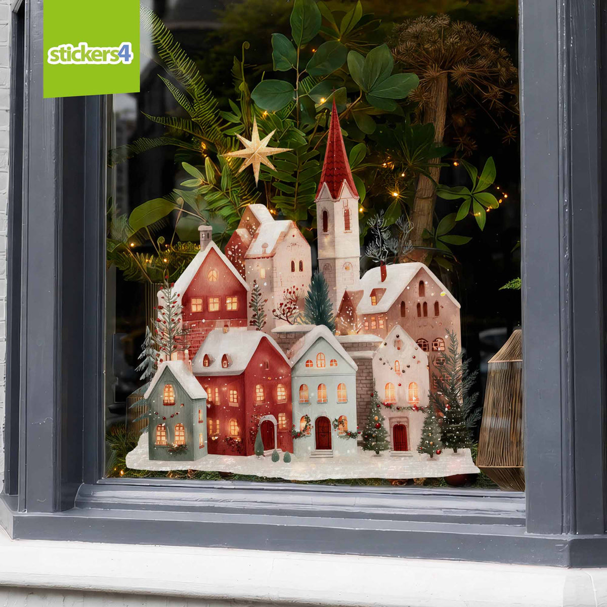 Christmas Town with Star Window Sticker