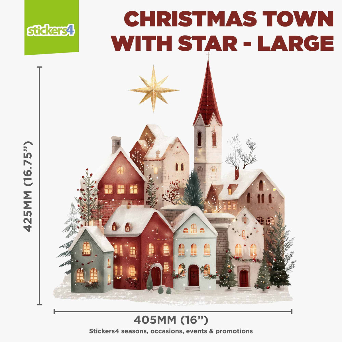 Christmas Town with Star Window Sticker