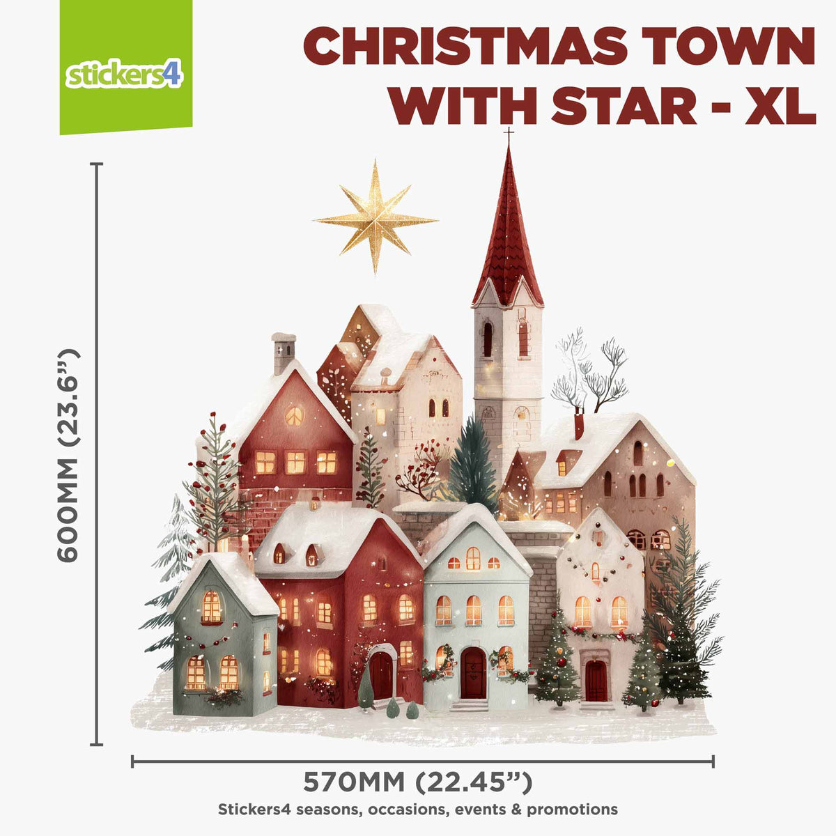 Christmas Town with Star Window Sticker