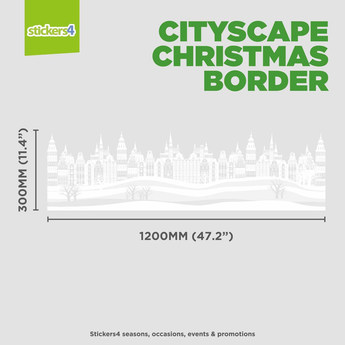 CityScape Window Cling Border (Large) Christmas Window Display