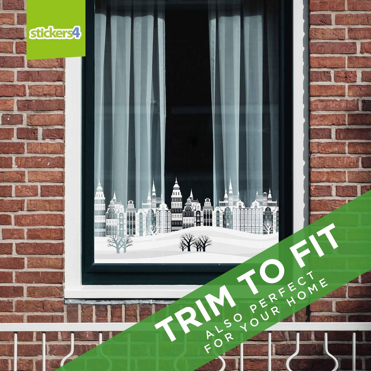CityScape Window Cling Border (Large) Christmas Window Display