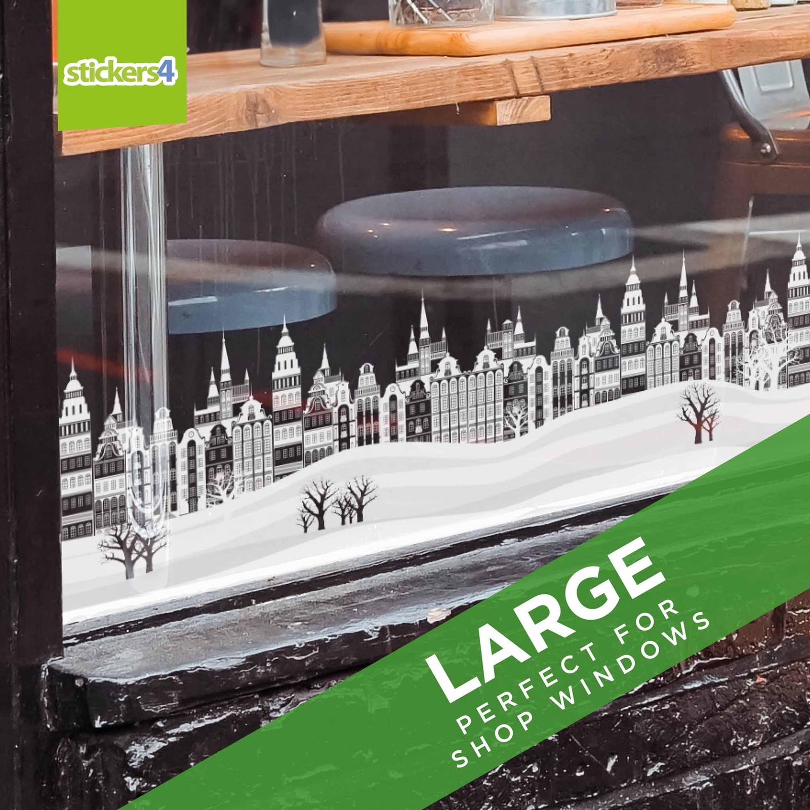 CityScape Window Cling Border (Large) Christmas Window Display