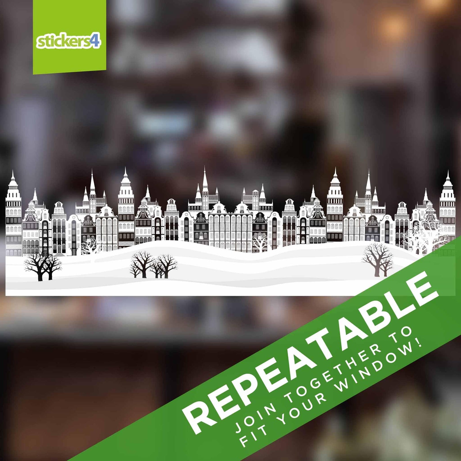 CityScape Window Cling Border (Large) Christmas Window Display