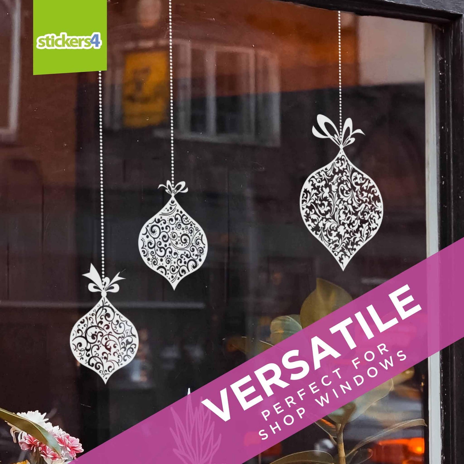 Classic Christmas Bauble Window Stickers - Pack of 5 Christmas Window Display