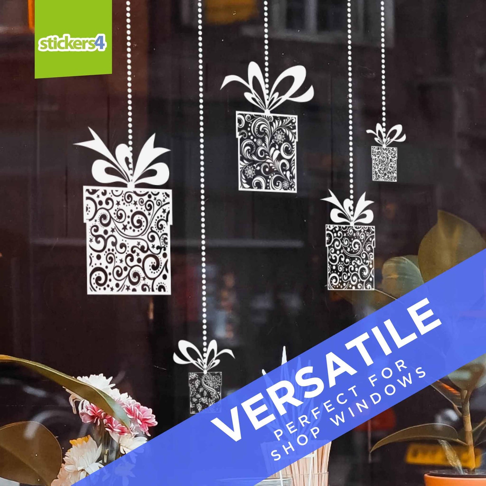 Classic Hanging Presents - Pack of 8 Christmas Window Display