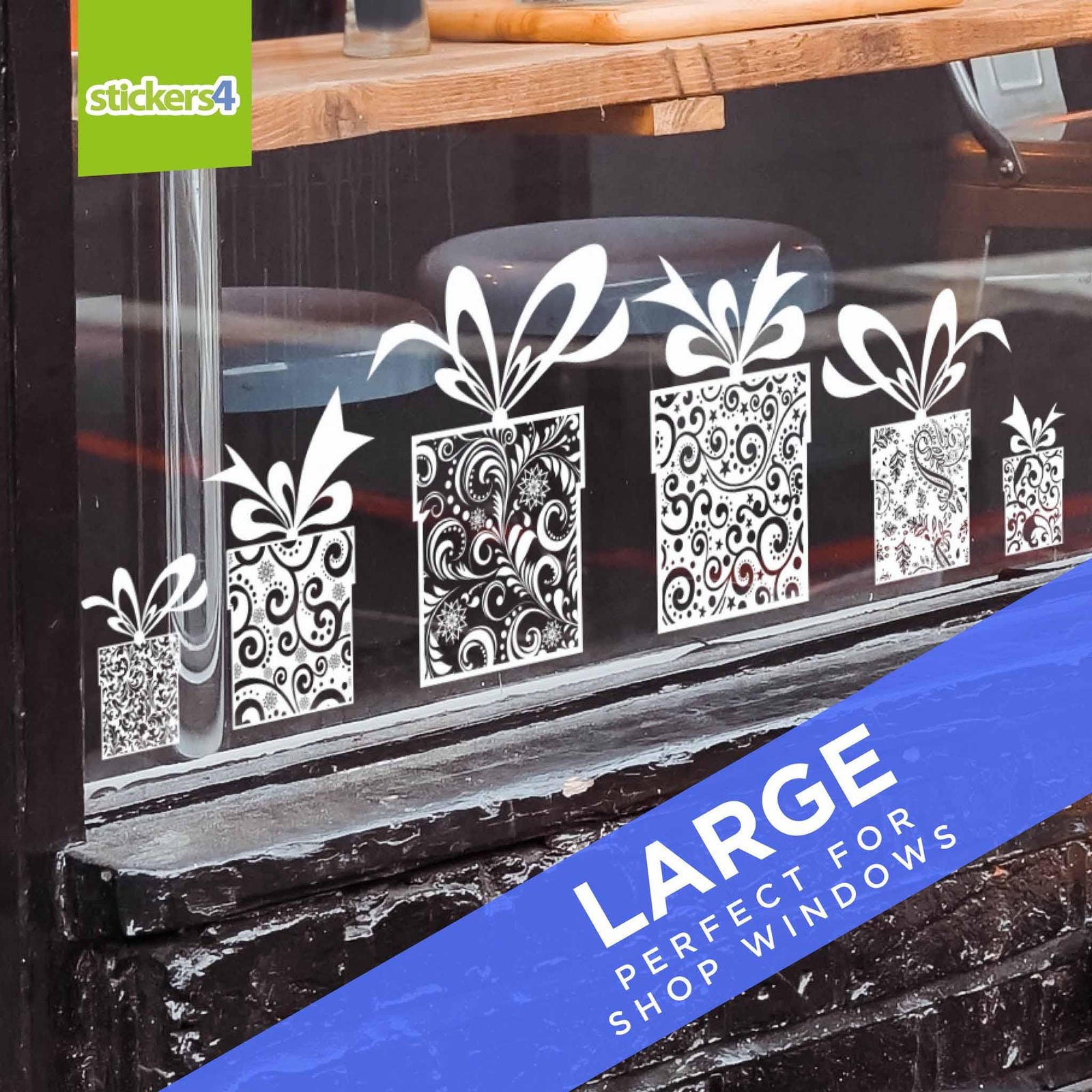 Classic Presents Border Christmas Window Display