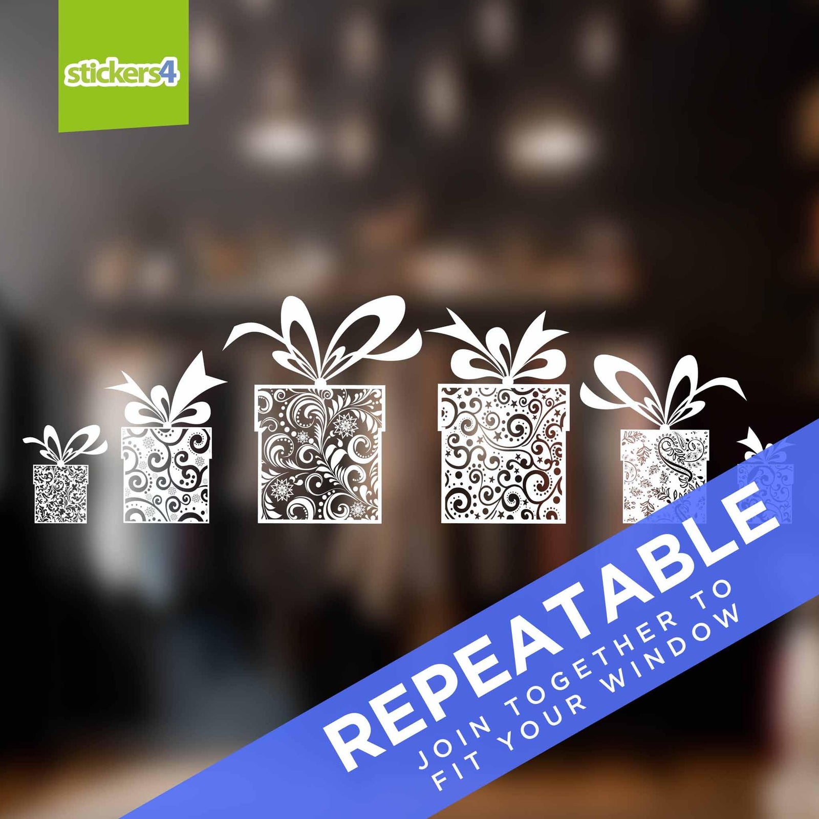 Classic Presents Border Christmas Window Display