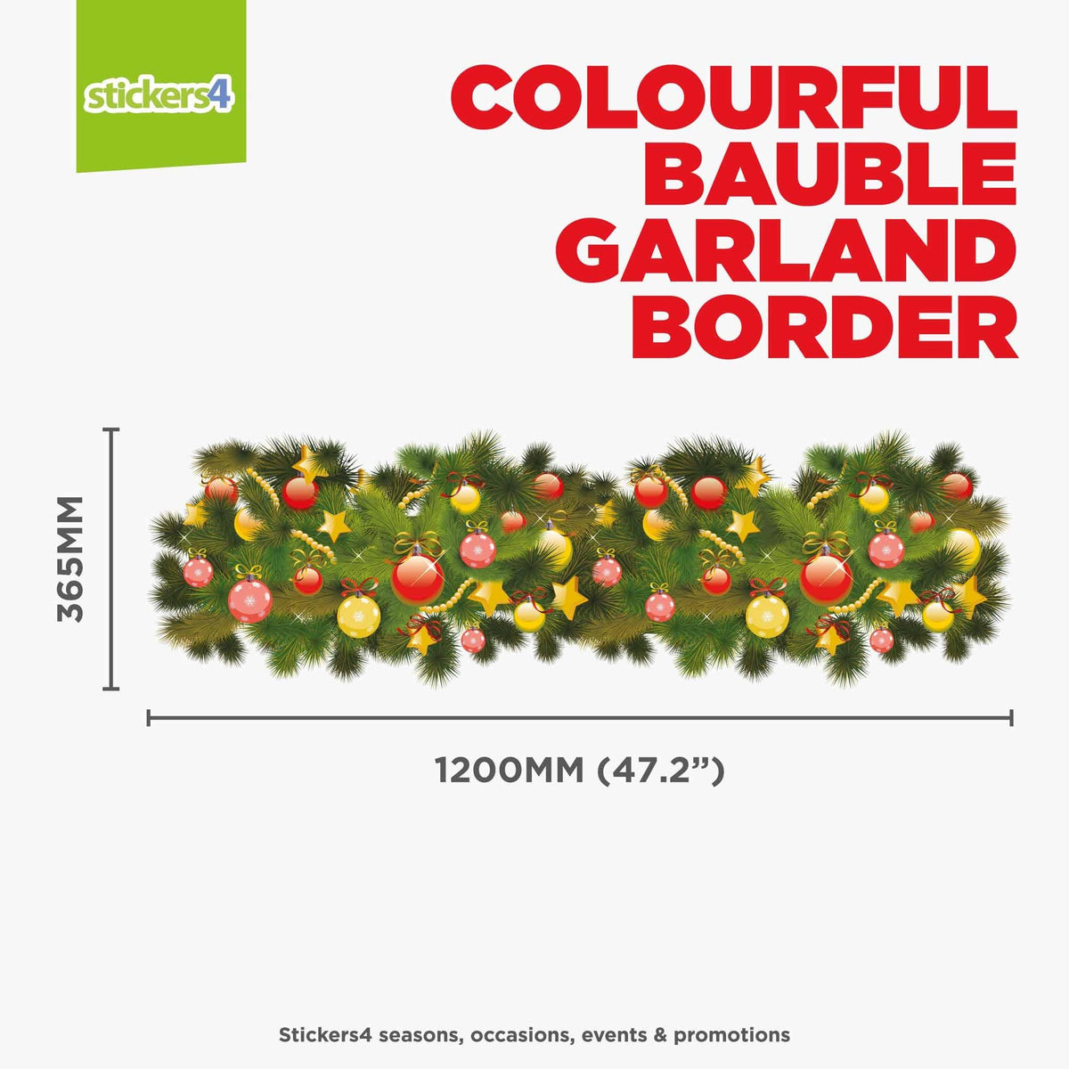 Colourful Bauble Garland Border Christmas Window Display