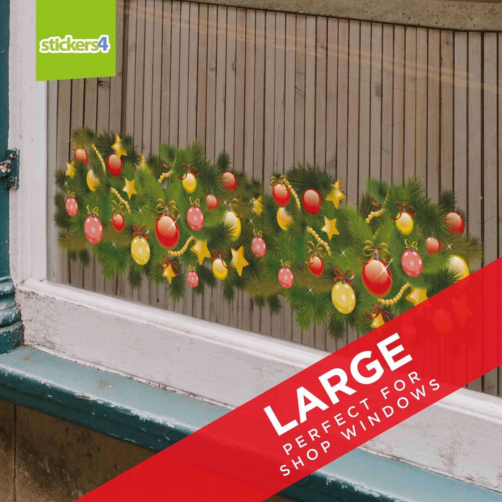 Colourful Bauble Garland Border Christmas Window Display