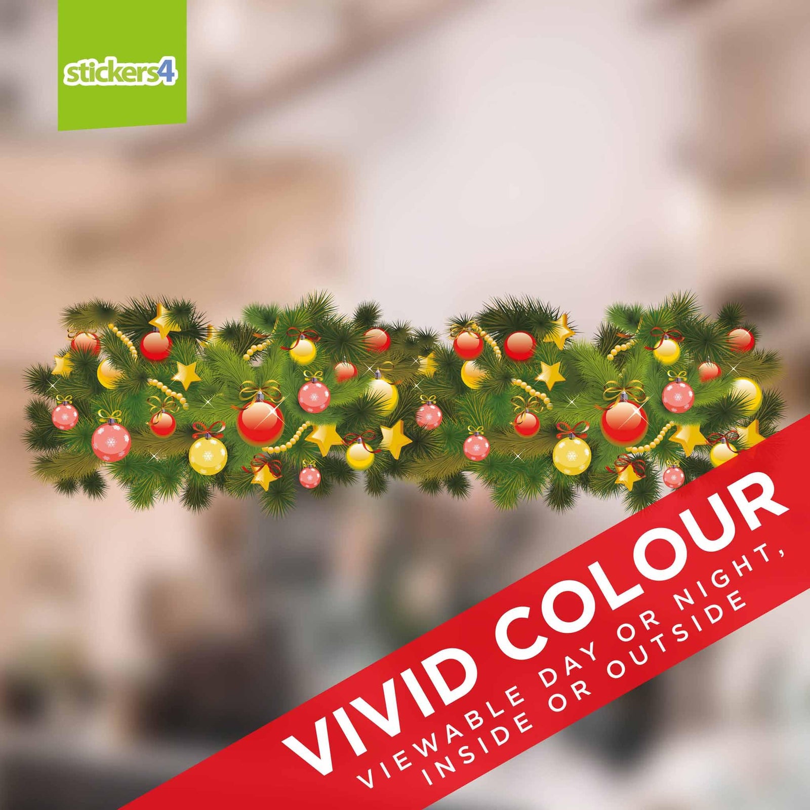 Colourful Bauble Garland Border Christmas Window Display