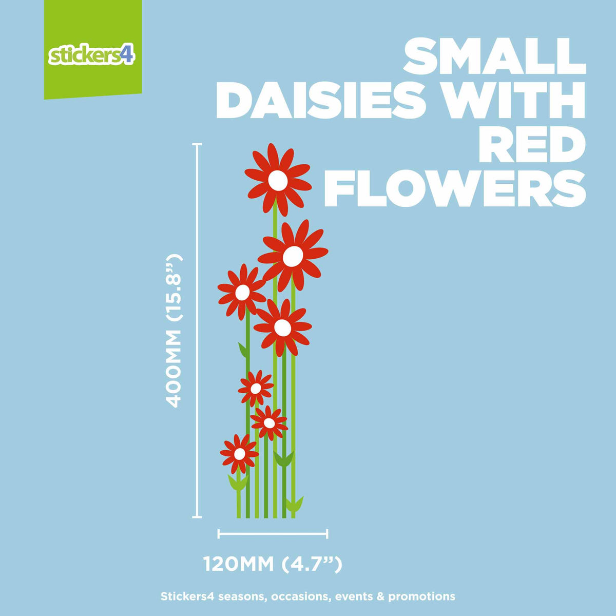 Colourful Daisies with Stems Window Sticker