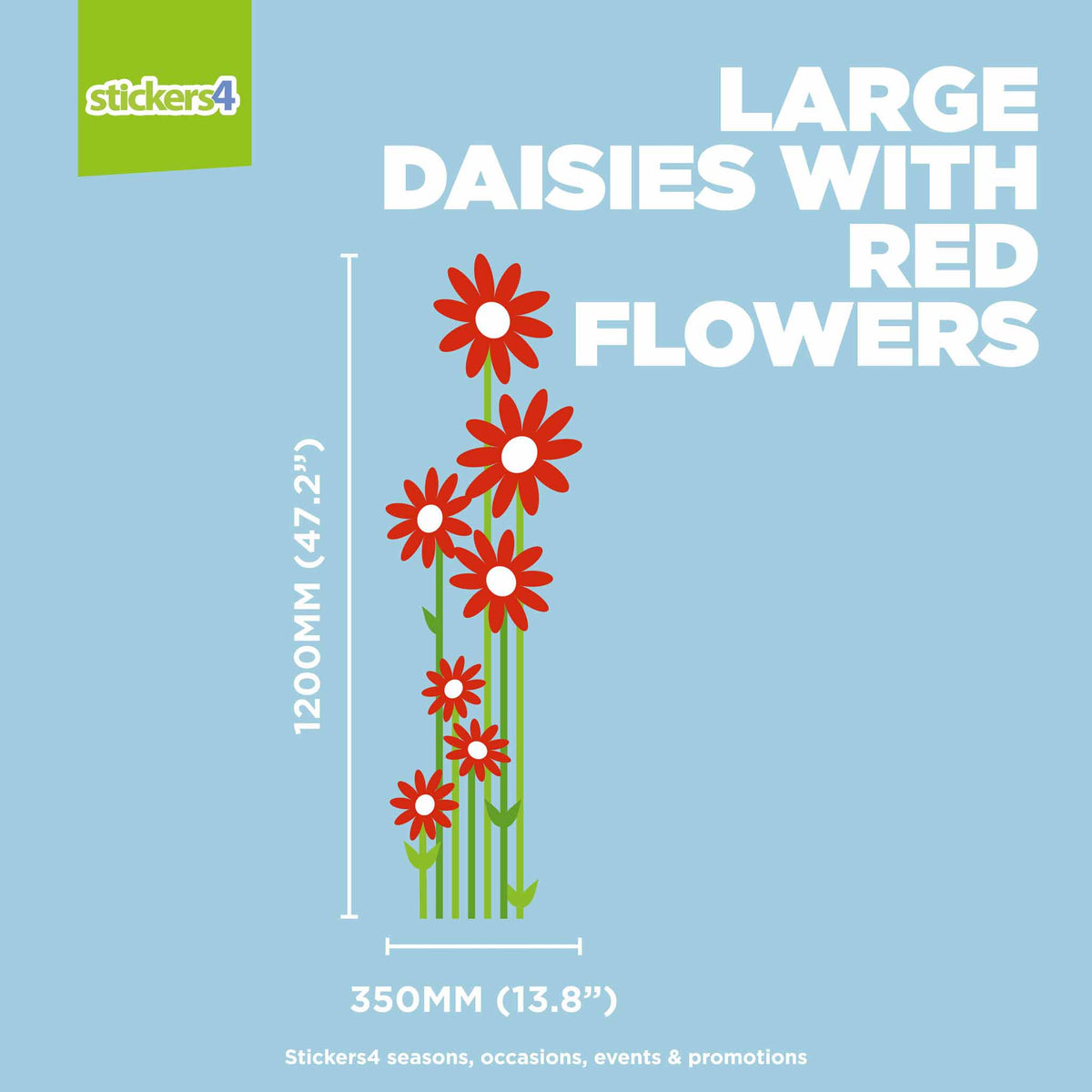 Colourful Daisies with Stems Window Sticker