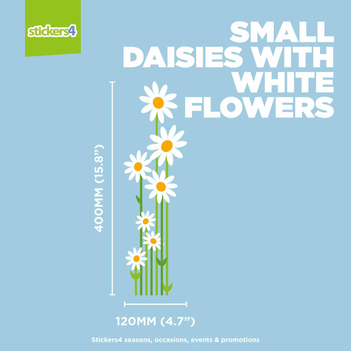 Colourful Daisies with Stems Window Sticker