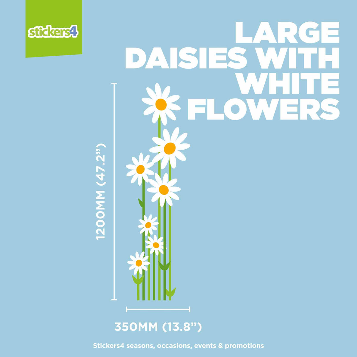 Colourful Daisies with Stems Window Sticker